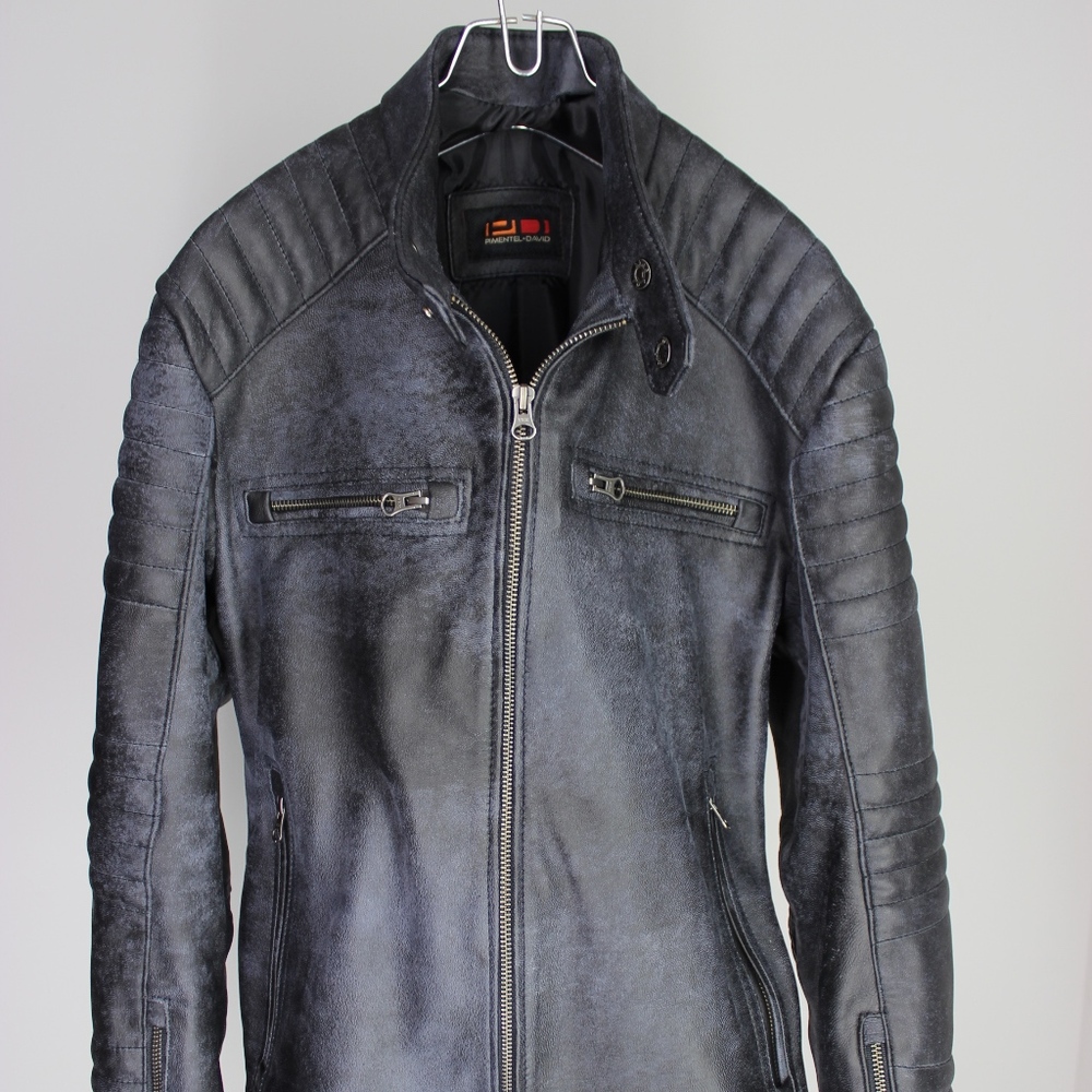 R100 Leather Jacket Mens XL Distressed Gray NEW